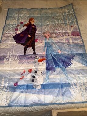 Disney Frozen II Elsa Anna Olaf Blue & Purple Weighted Throw Blanket NWOT